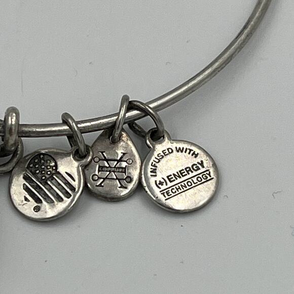 Alex and Ani August Peridot Birthstone Silver Charm Bracelet - Picture 4 of 6